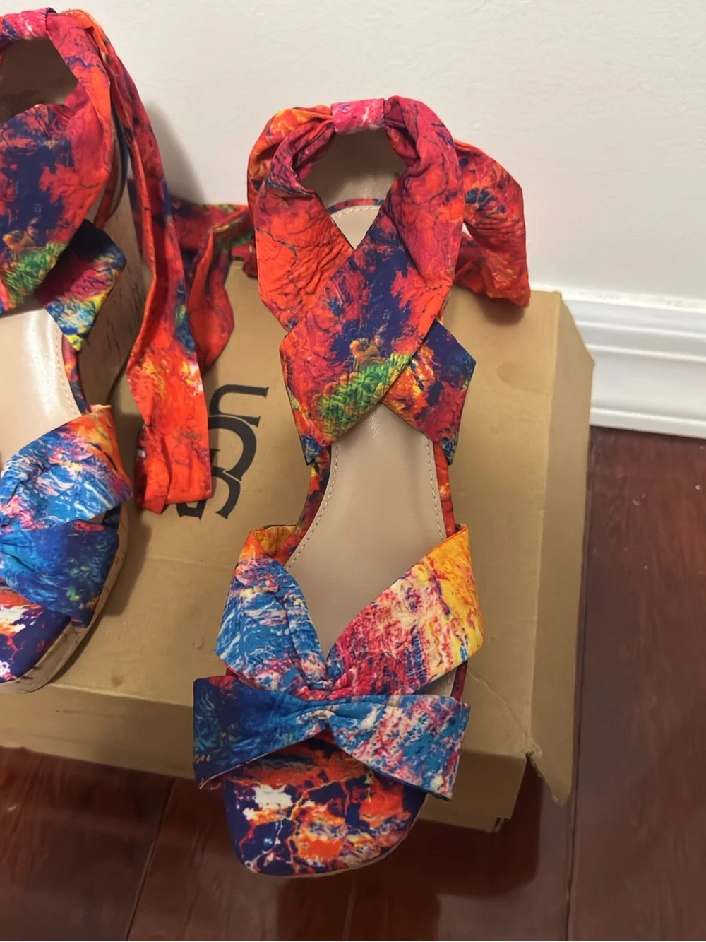 Impo Multicolor Tie-Wrap Cork Wedge Sandal